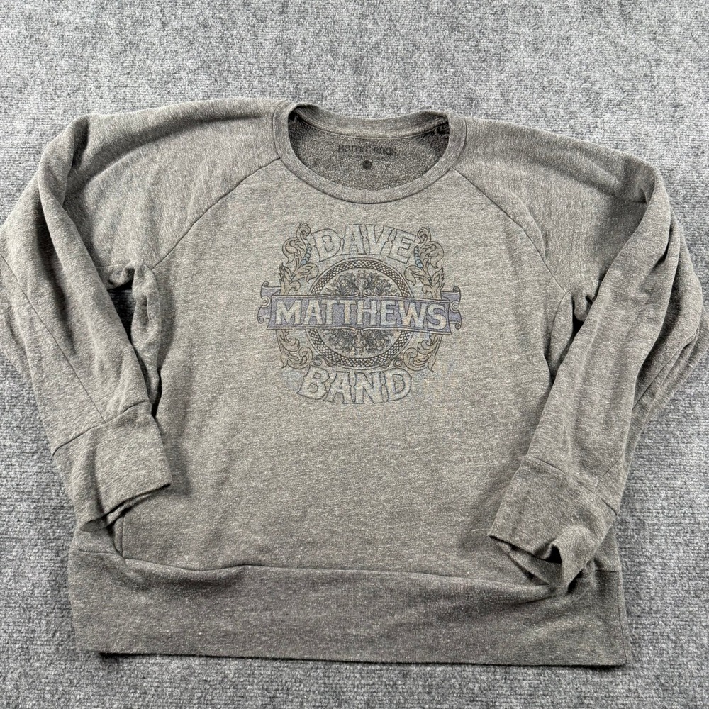 Dave Matthews Band Sweatshirt Womens M Gray Graphic Raglan Crew Neck Band Merch